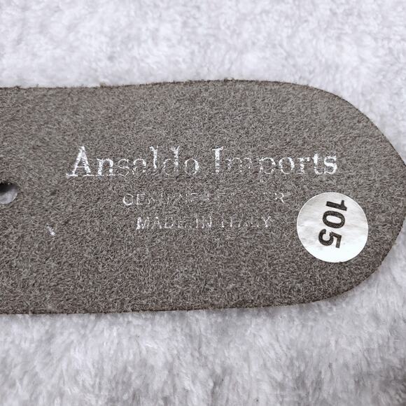 NWOT Ansaldo Dual Row Hammer Textured O-Ring Belt Leather Italy Punk Goth Rock - Picture 10 of 10